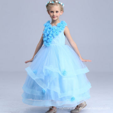 Até o chão vestido de dança vestidos de festa do partido princesa real crianças doce roupas adoráveis ​​meninas do bebê meninas vestidos de flores
